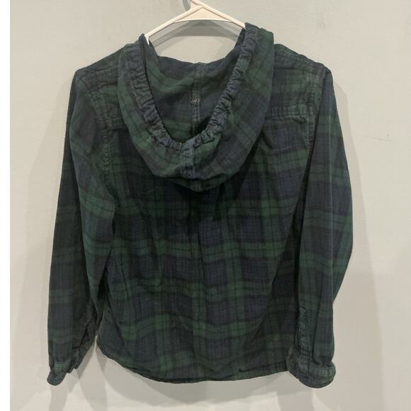 LL Bean Womens Relaxed Fit Flannel Shirt Hoodie S Green Scotch Plaid Gorpcore - Picture 4 of 8